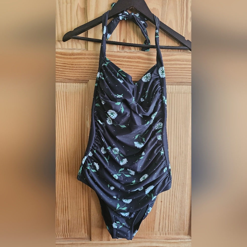 Tummy Control Swimwear Halter One Piece Slimming Vintage Retro